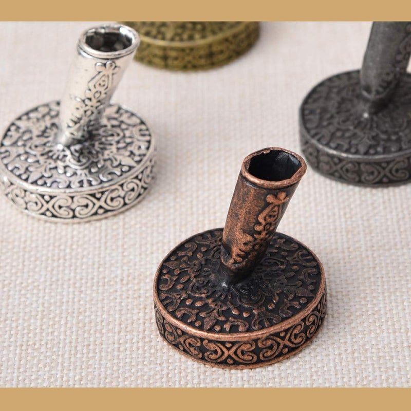 Acxico 1Pcs Vintage Round Metal Insertion Pen Holder Feather Quill Dip Pens Base for School Office Supplies Student Gift - Image 4